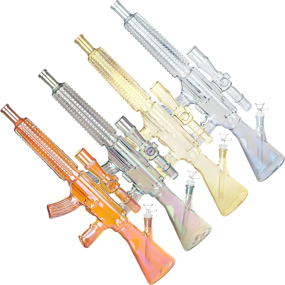 Machine Gun Glass Water Pipe - 23.75" / 14mm F / Colors Vary - Image 2