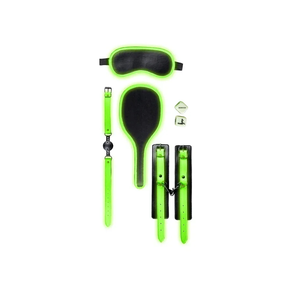 Ouch! Glow in the Dark 7-Piece Bondage Kit Neon Green - Image 2