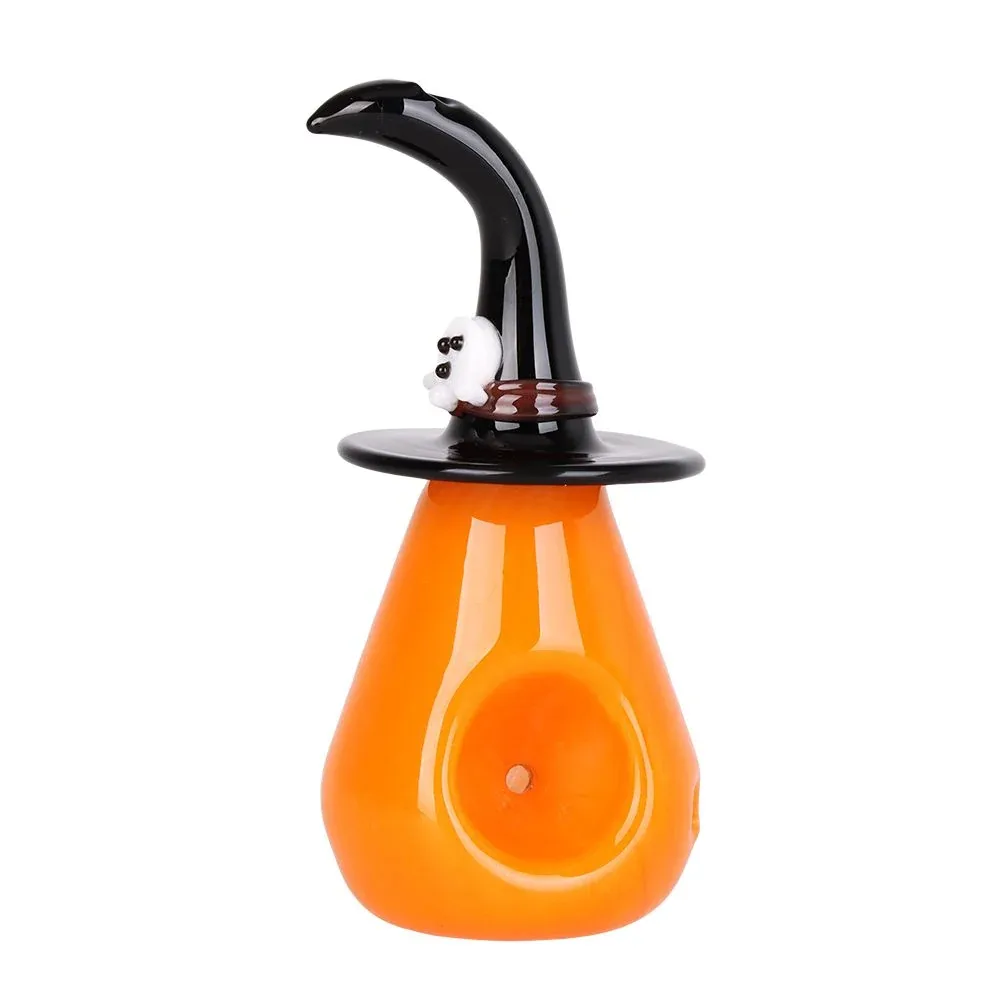 Behold The Pumpkin Witch Glass Hand Pipe - 3.75" - Image 2