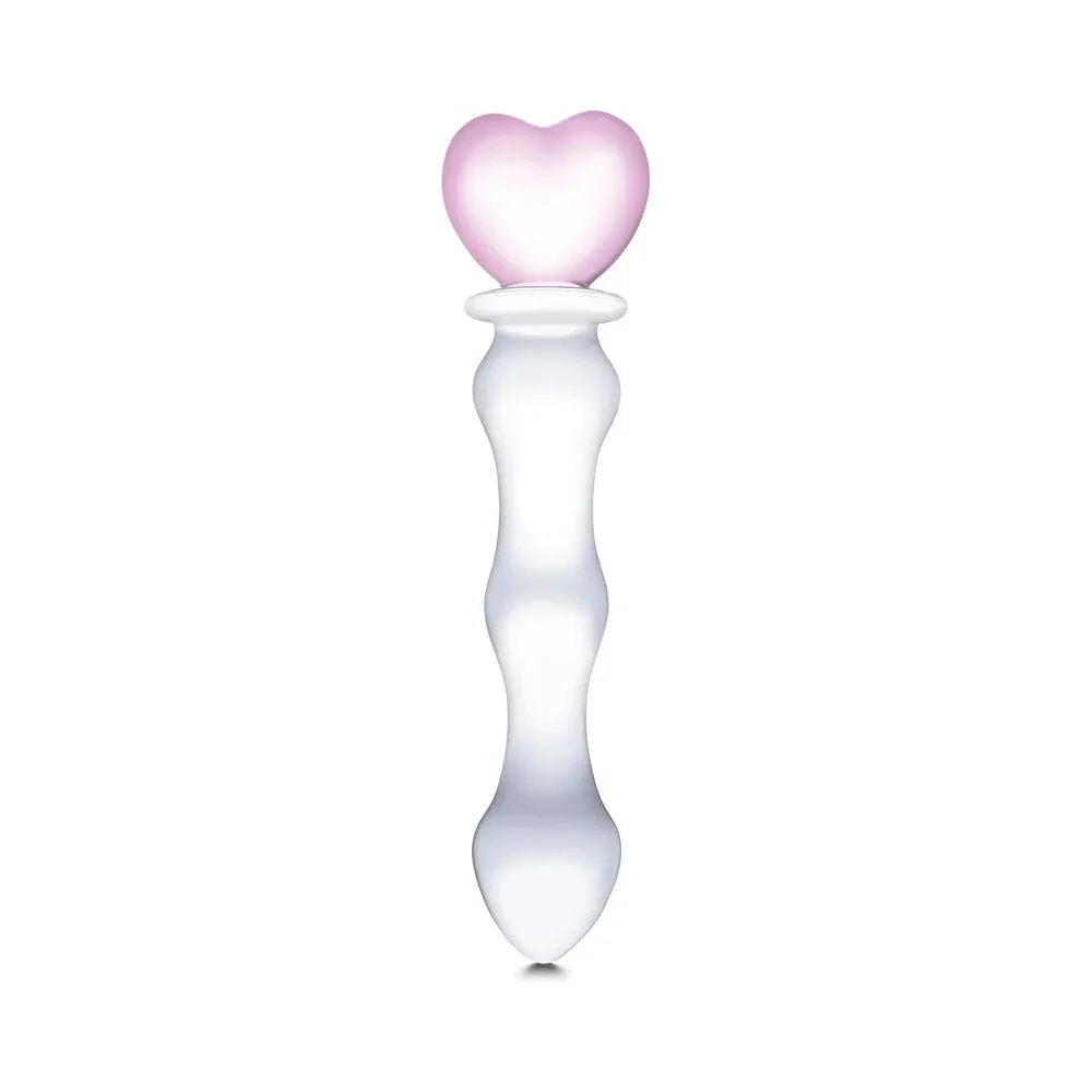 Glas 8 in. Sweetheart Glass Dildo with Pink Heart-Shaped Handle - Image 2