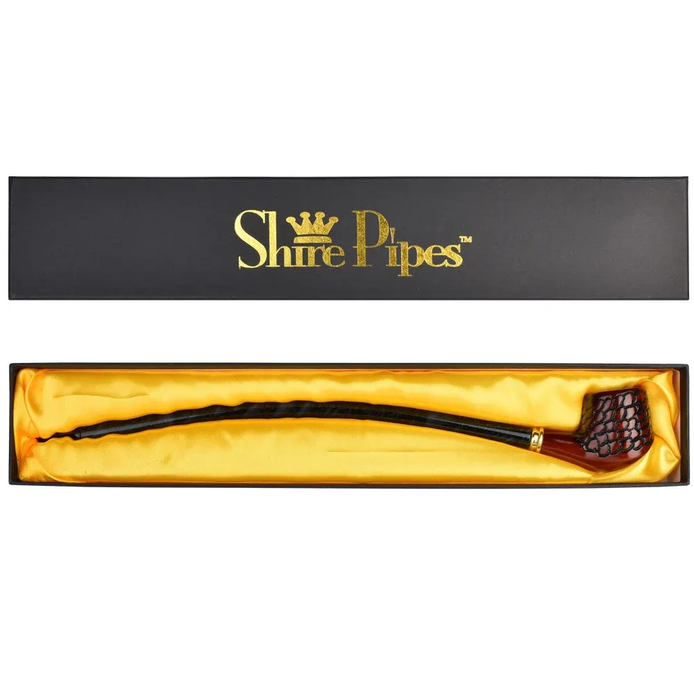 Pulsar Shire Pipes Curved Engraved Cherry Wood Tobacco Pipe - 15" - Image 2