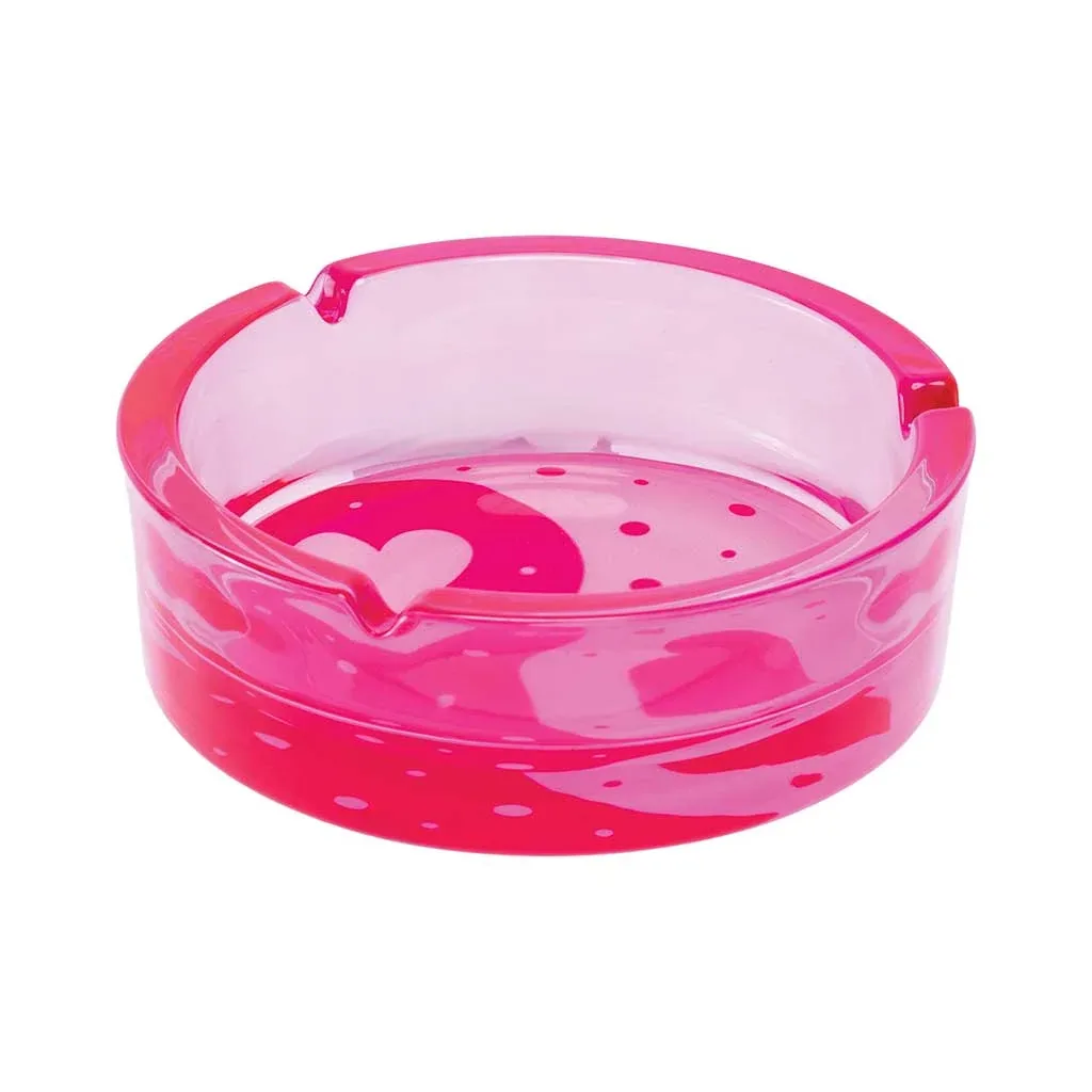 Pink Yin Yang Hearts Glass Ashtray - Image 2