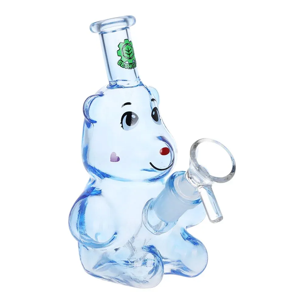 SeshGear Happy Bears Glass Water Pipe - 5" / 14mm F / Colors Vary - Image 2