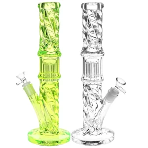 Translucent Twisty Jellyfish Perc Straight Glass Water Pipe | 13.75"