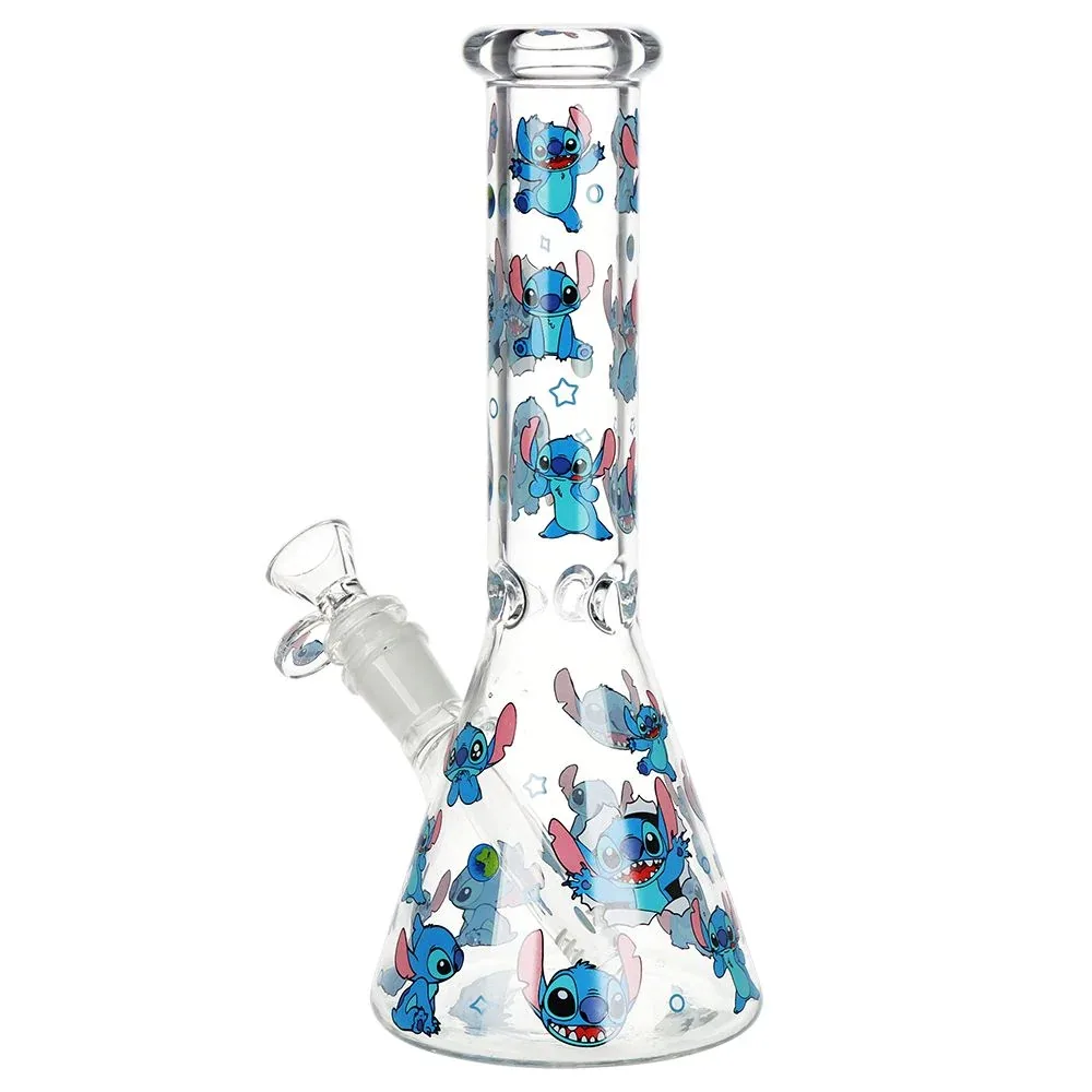 Lelo and Stitch Beaker Glass Water Pipe - 10" / 14mm F - Image 2