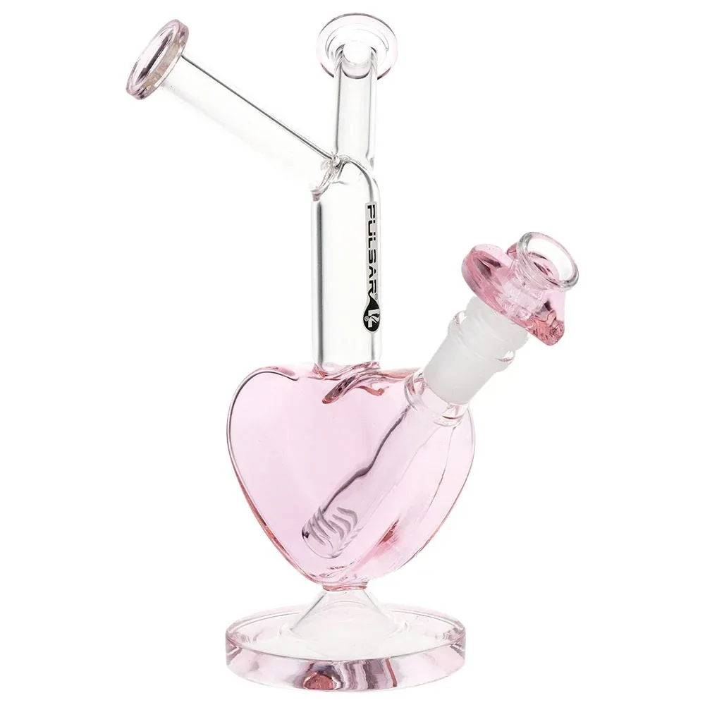Pulsar Double Kiss Heart Glass Water Pipe - 11" / 14mm F