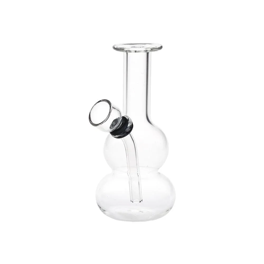 Itty Bitty Double Bubble Glass Water Pipe - 4.75" / Clear
