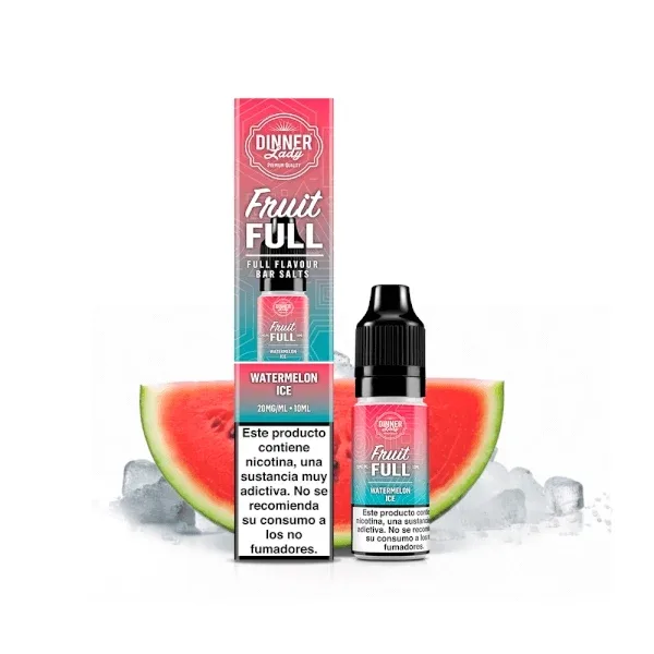 Dinner Lady Fruit Full Watermelon Ice 10ml Nic Salt Juicy Watermelon & Cool Ice
