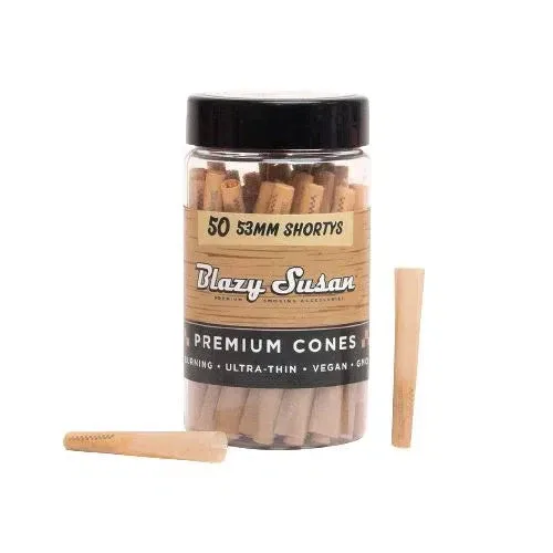 Blazy Susan Unbleached Shortys 53mm Cones (50ct)