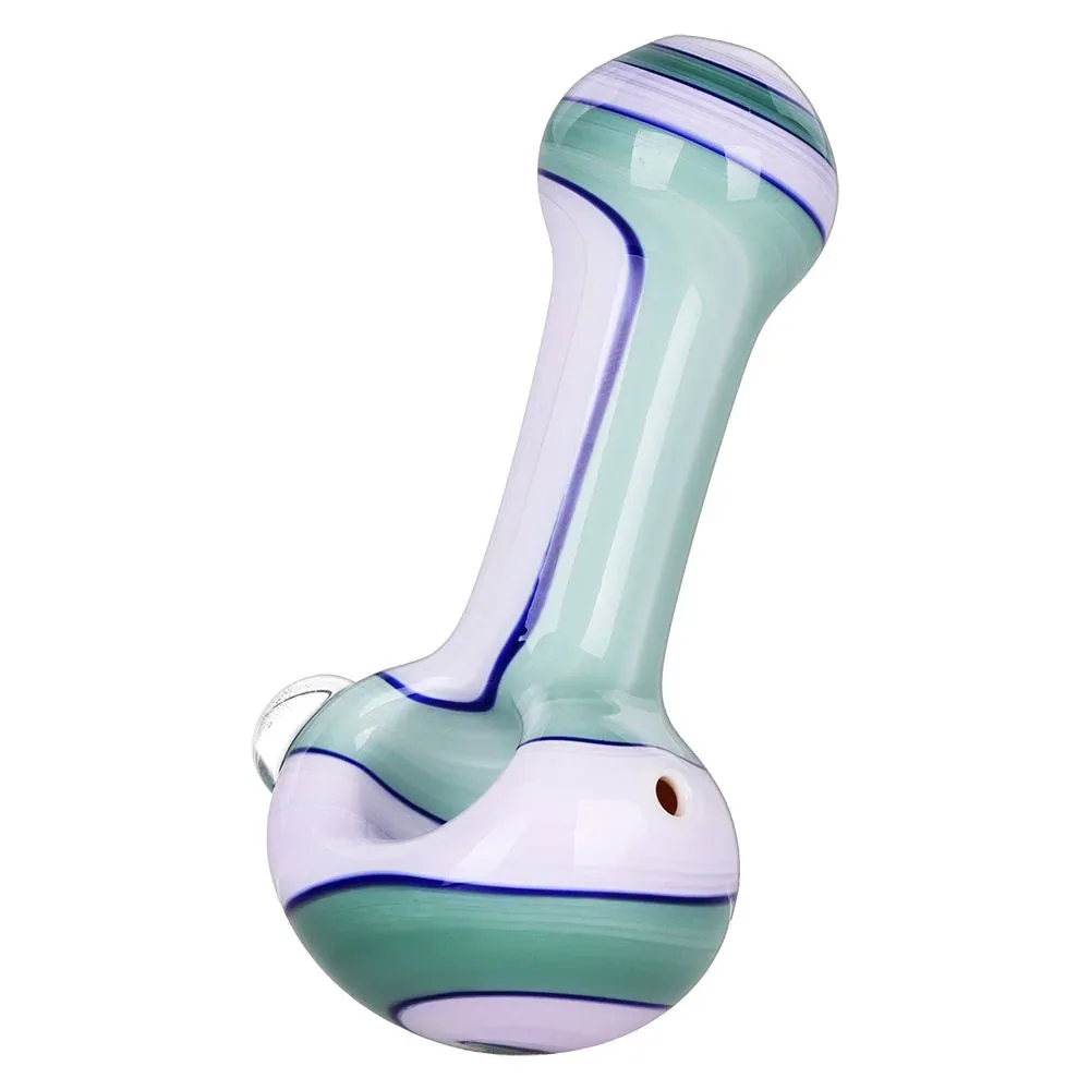 Milky Pastel Ribbons Glass Spoon Pipe - 4" / 3pk - Image 2