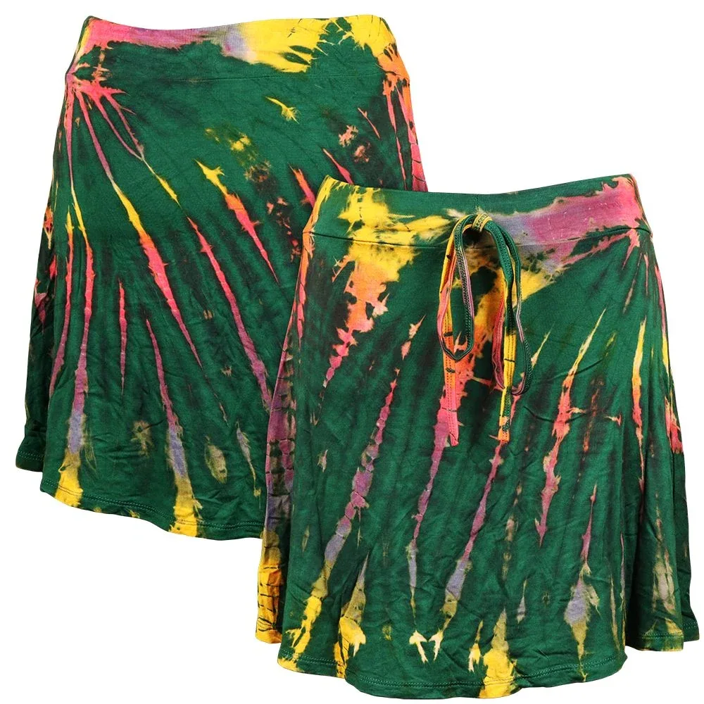 Tie Dye Rayon Knit Mini Skirt - One Size / 16.25" - Image 2