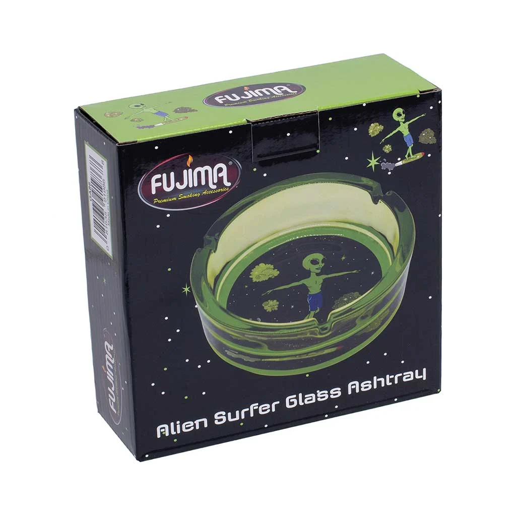 Green Alien Surfer Glass Ashtray - Image 2
