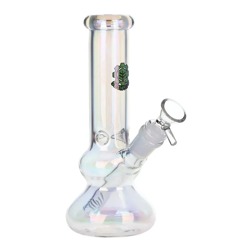 SeshGear Double Bubble Electroplated Glass Water Pipe - 8" / 14mm F / Colors Vary - Image 2