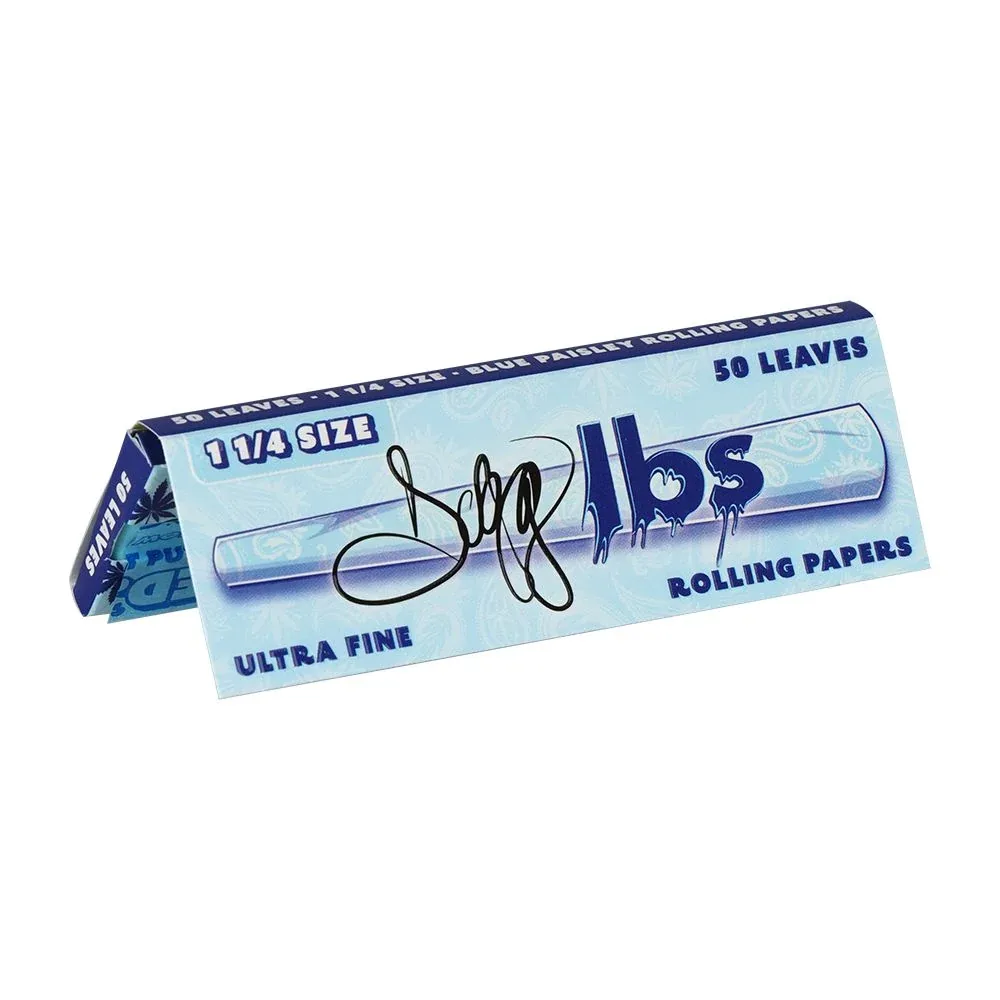 50CT DISPLAY - Dogg Lbs Blue Paisley Rolling Papers - 1 1/4" / 50pc - Image 2