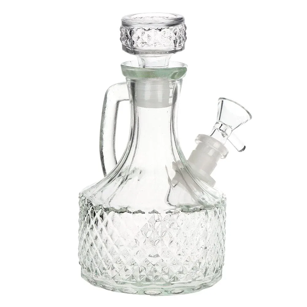 SeshGear Textured Vintage Glass Water Pipe - 6.5" / 14mm F / Clear - Image 2
