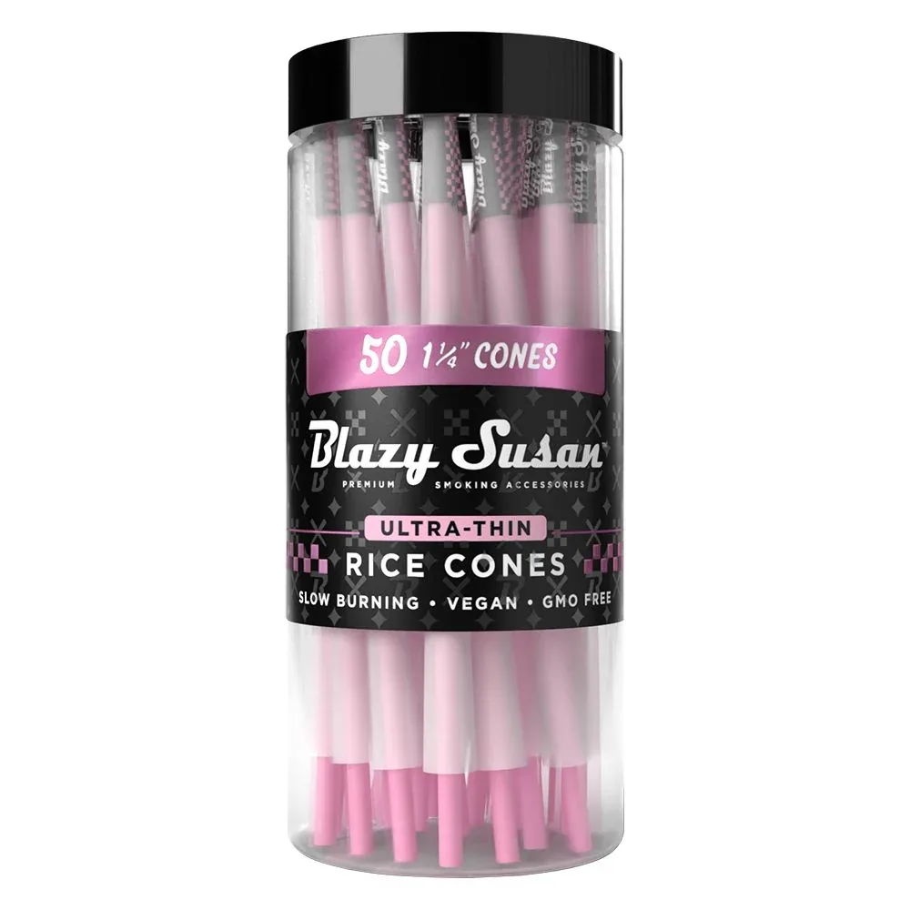 Blazy Susan Ultra Thin Rice Pre-Rolled Cones | 50ct Jar - Image 2
