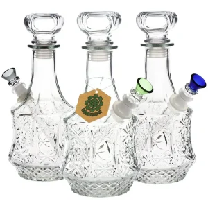 SeshGear Vintage Decanter Style Glass Water Pipe - 10" / 14mm F / Sun Flower / Colors Vary