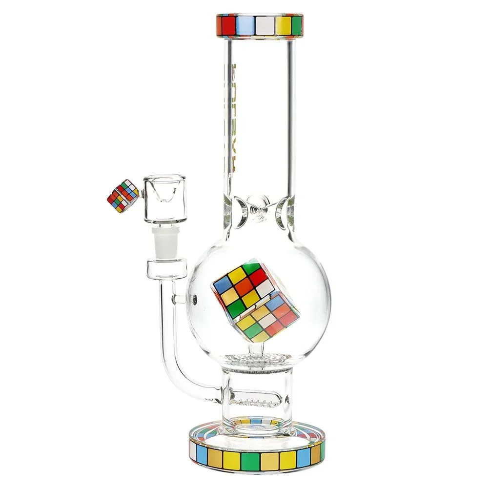 Pulsar Rubik's Cube Perc Bubble Base Glass Water Pipe - 12.5" - Image 2