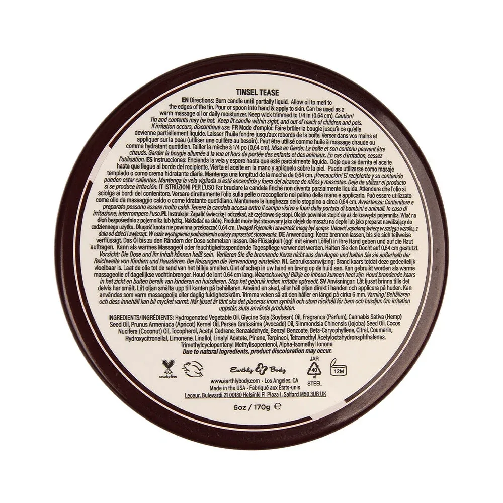 Earthly Body Hemp Seed 3-in-1 Massage Candle Tinsel Tease 6 oz. - Image 2