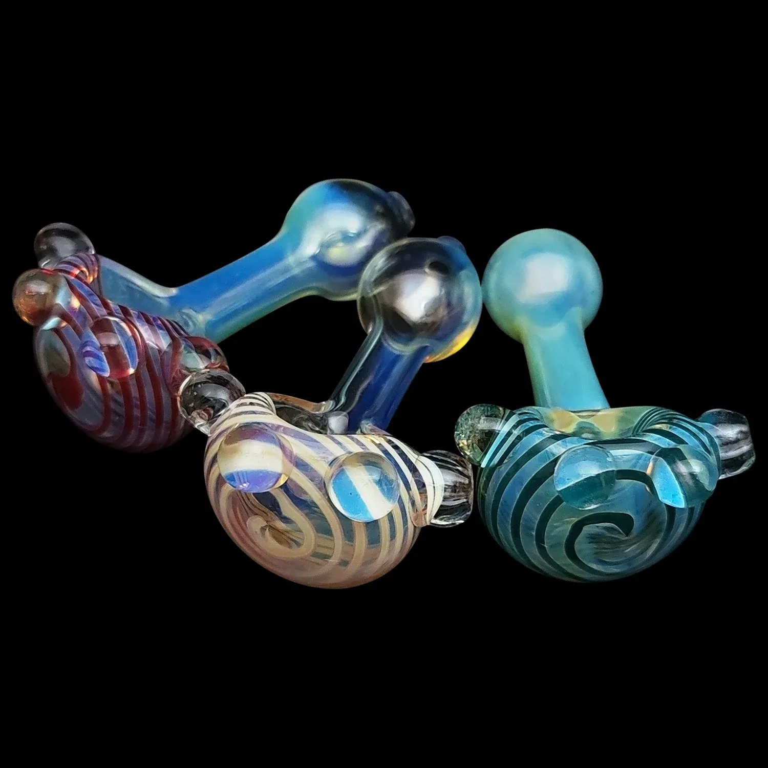 LA Pipes "Spiral Marble Head" Glass Spoon Pipe - Image 2