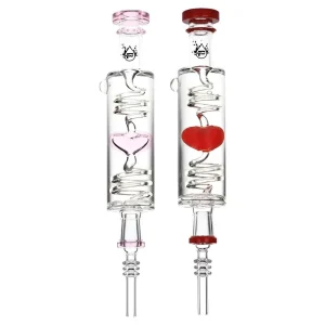 2PC SET - Pulsar Cool Down My Heart Glycerin Glass Dab Straw - 9.5" / Assorted Colors