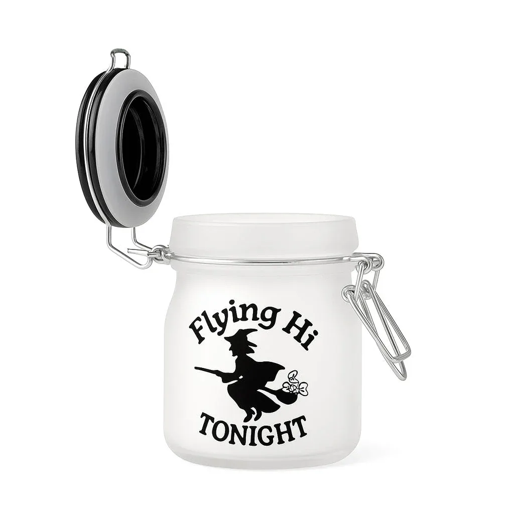 Flying Hi Tonight Frosted Glass Stash Jar With Clamp Lid - Image 2