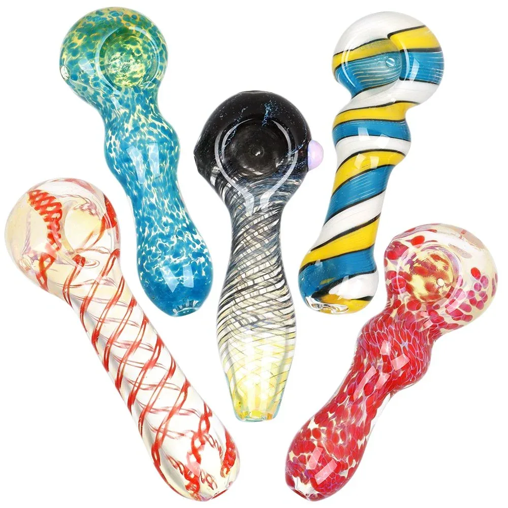 20CT BUNDLE - All Mixed Up Glass Spoon Pipe - 3.5" / Assorted Colors and Styles
