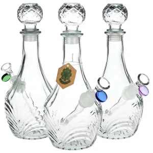 SeshGear Vintage Decanter Style Glass Water Pipe - 10.75" / 14mm F / High Stripe / Colors Vary