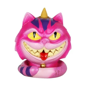 Grinning Cheshire Cat Backflow Polyresin Incense Burner - 4.25" x 4.5"
