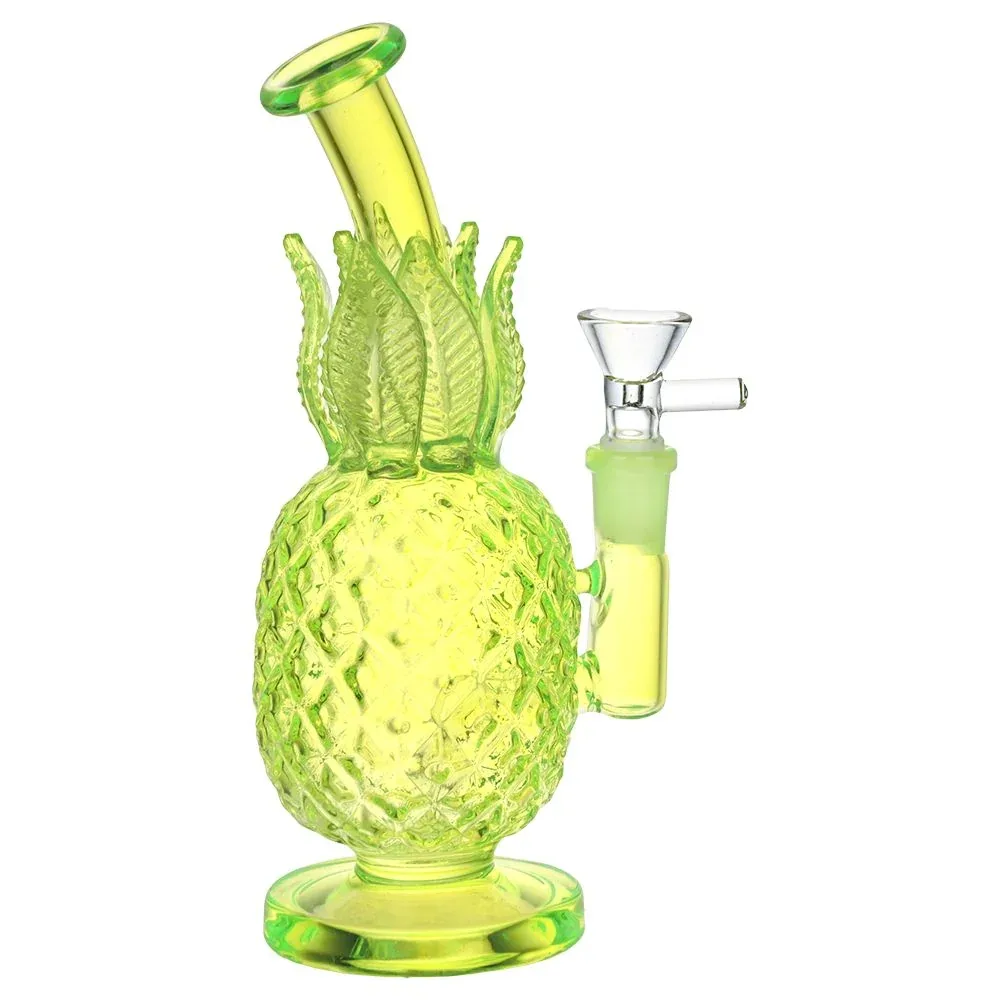 Pineapple Hospitality Glass Water Pipe - 7.75" / 14mm F / Colors Vary - Image 2