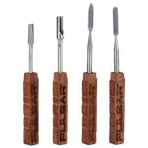 4CT BUNDLE - Pulsar Grove Wooden Dab Tool w/ Stainless Steel Tip - 5"-5.8" / Assorted Styles