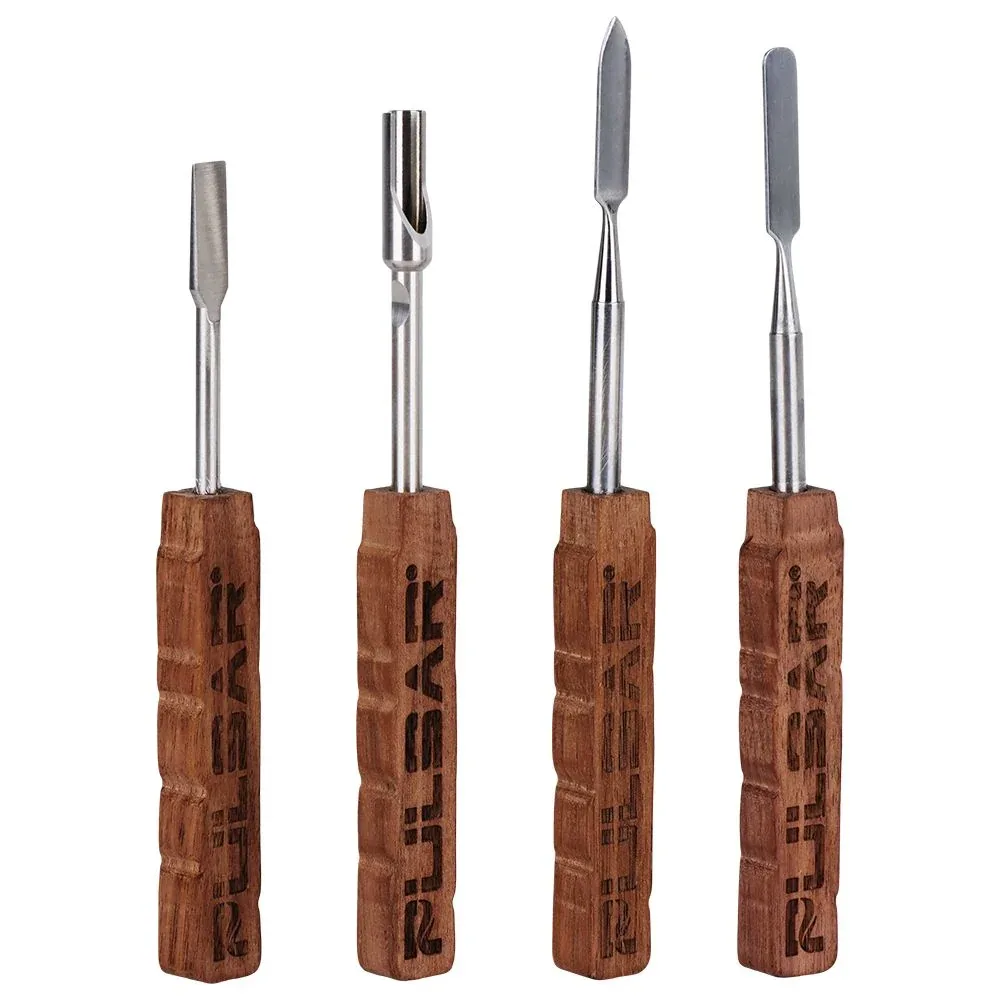 4CT BUNDLE - Pulsar Grove Wooden Dab Tool w/ Stainless Steel Tip - 5"-5.8" / Assorted Styles