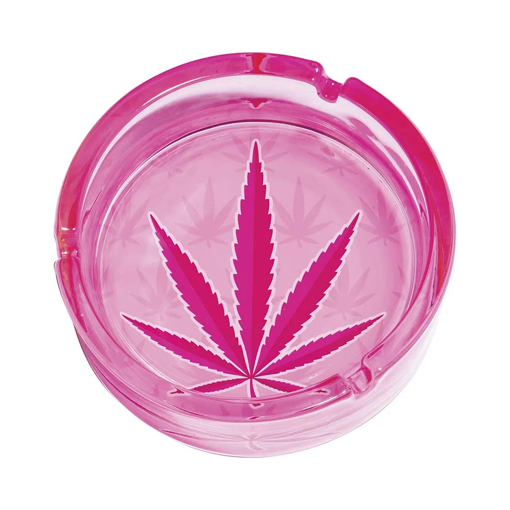 Pink Kush Leaf Glass Ashtray