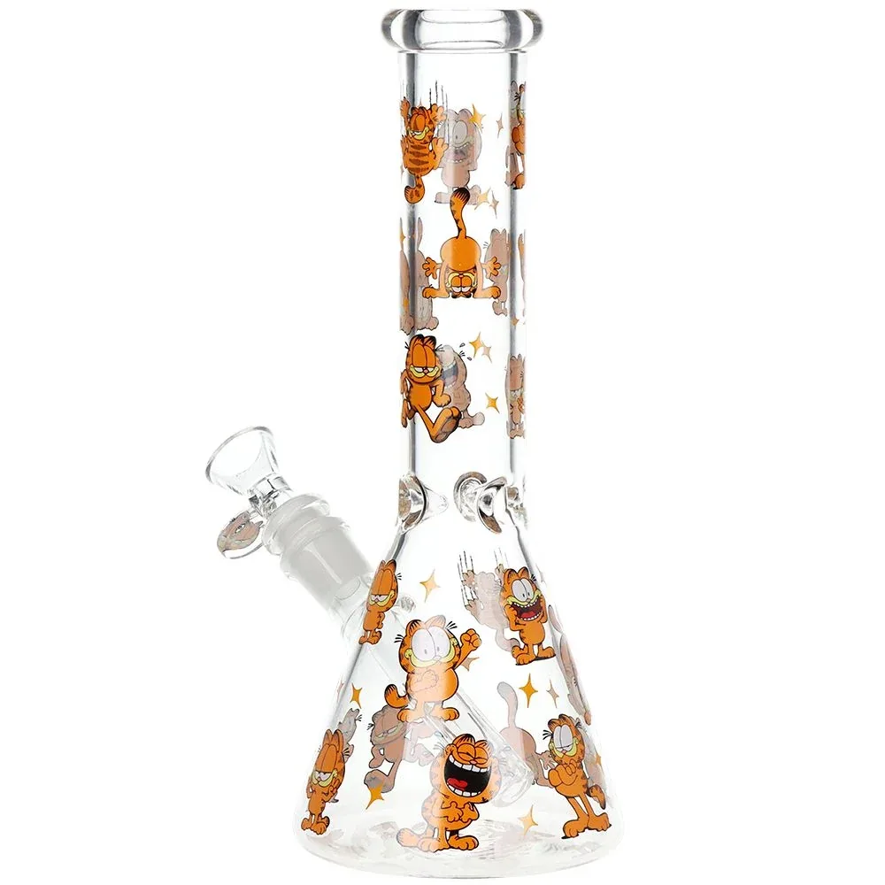 Stoned Garfield Beaker Glass Water Pipe - 10" / 14mm F - Image 2