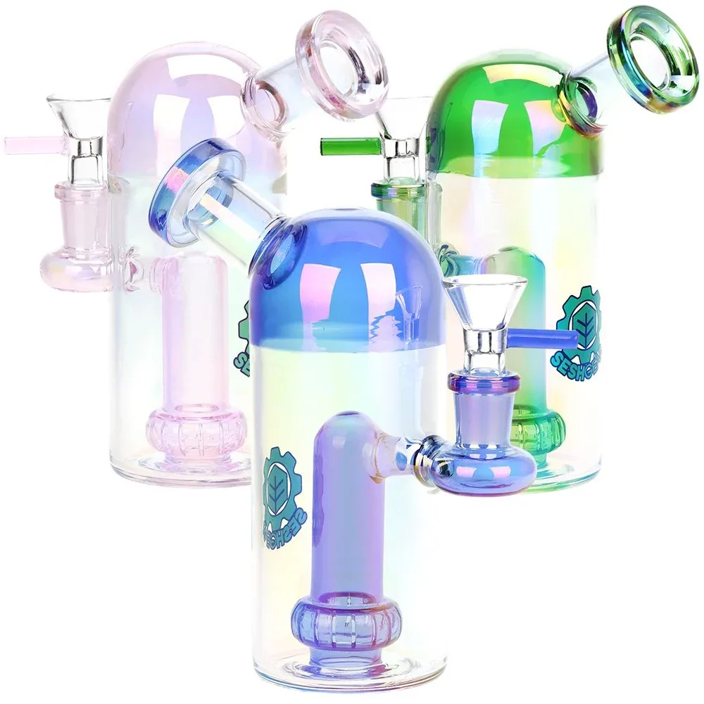 SeshGear Space Dome Showerhead Perc Electroplated Glass Water Pipe - 6.25" / 14mm F / Colors Vary