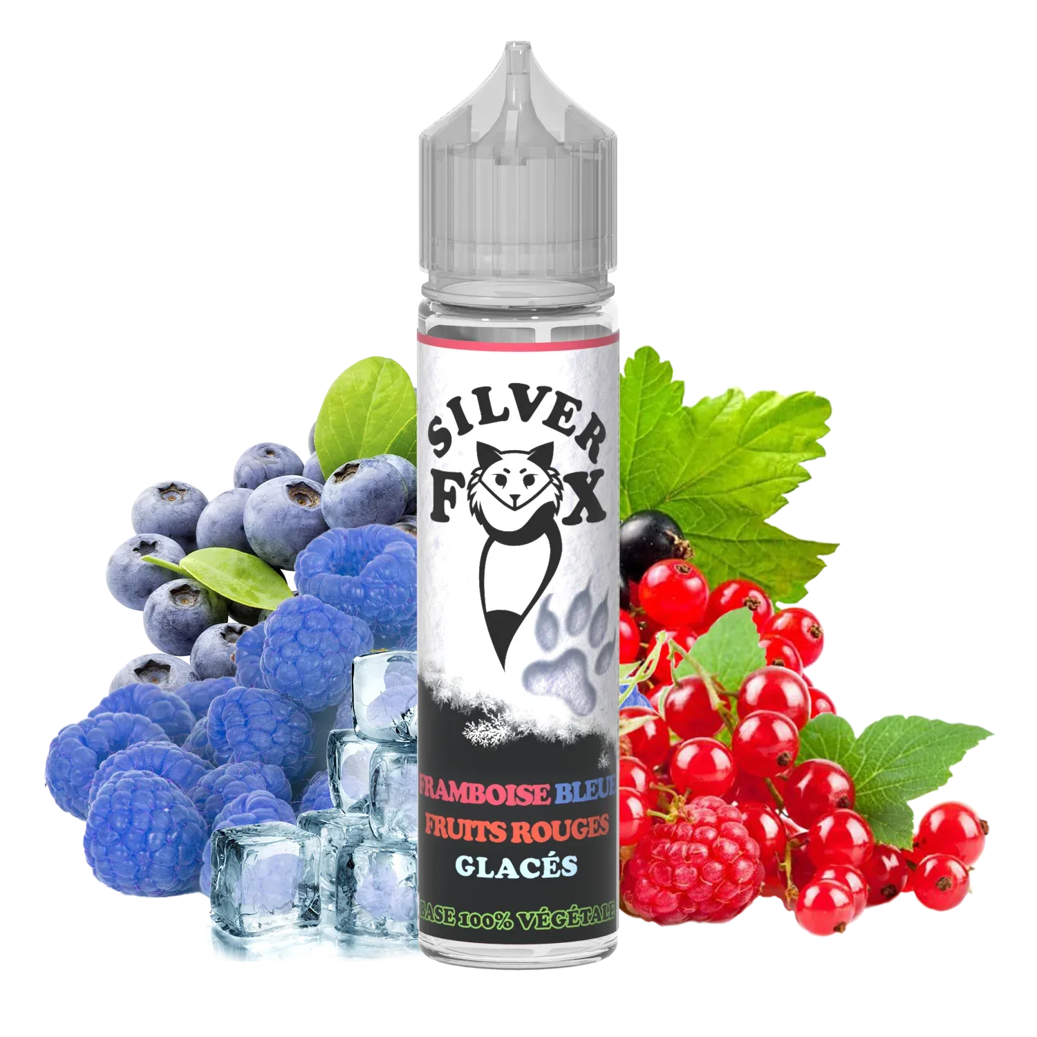 Blue raspberry, red berries, bilberry ice Silver Fox 50ml shake and vape e-liquid