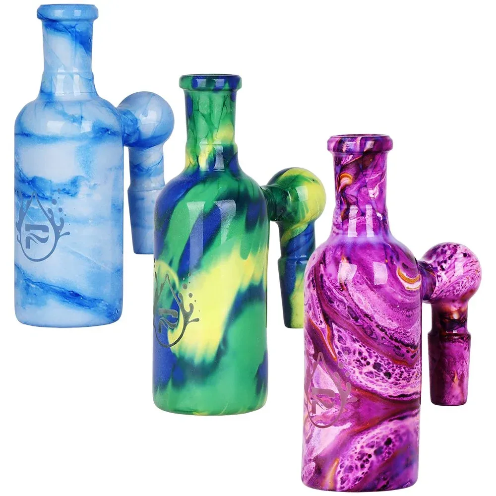 Pulsar Marbled Glass Ash Catcher - 4.25" / 14mm / Colors Vary