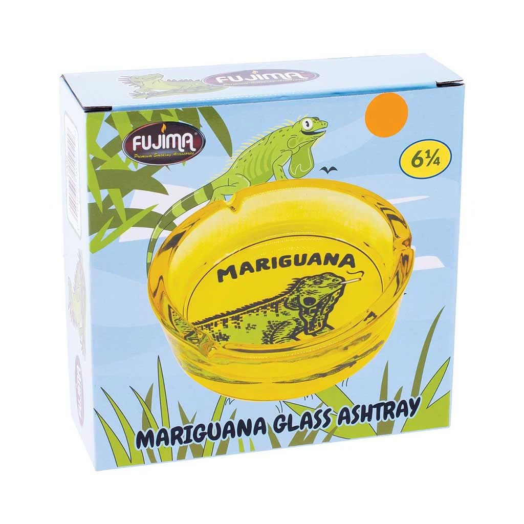 Yellow Mariguana Glass Ashtray - Image 2