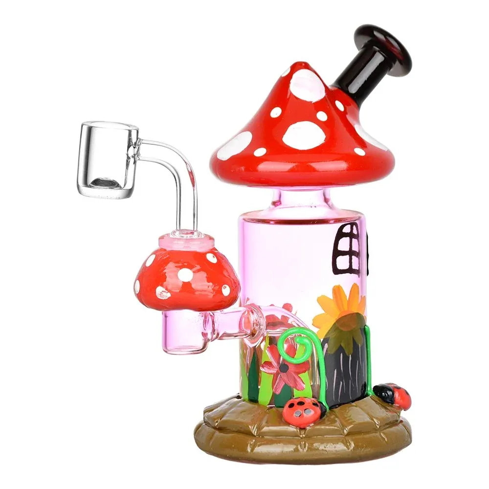 Magic Shroom Garden Glow In The Dark Glass Dab Rig - 6.25" / 14mm F - Image 2