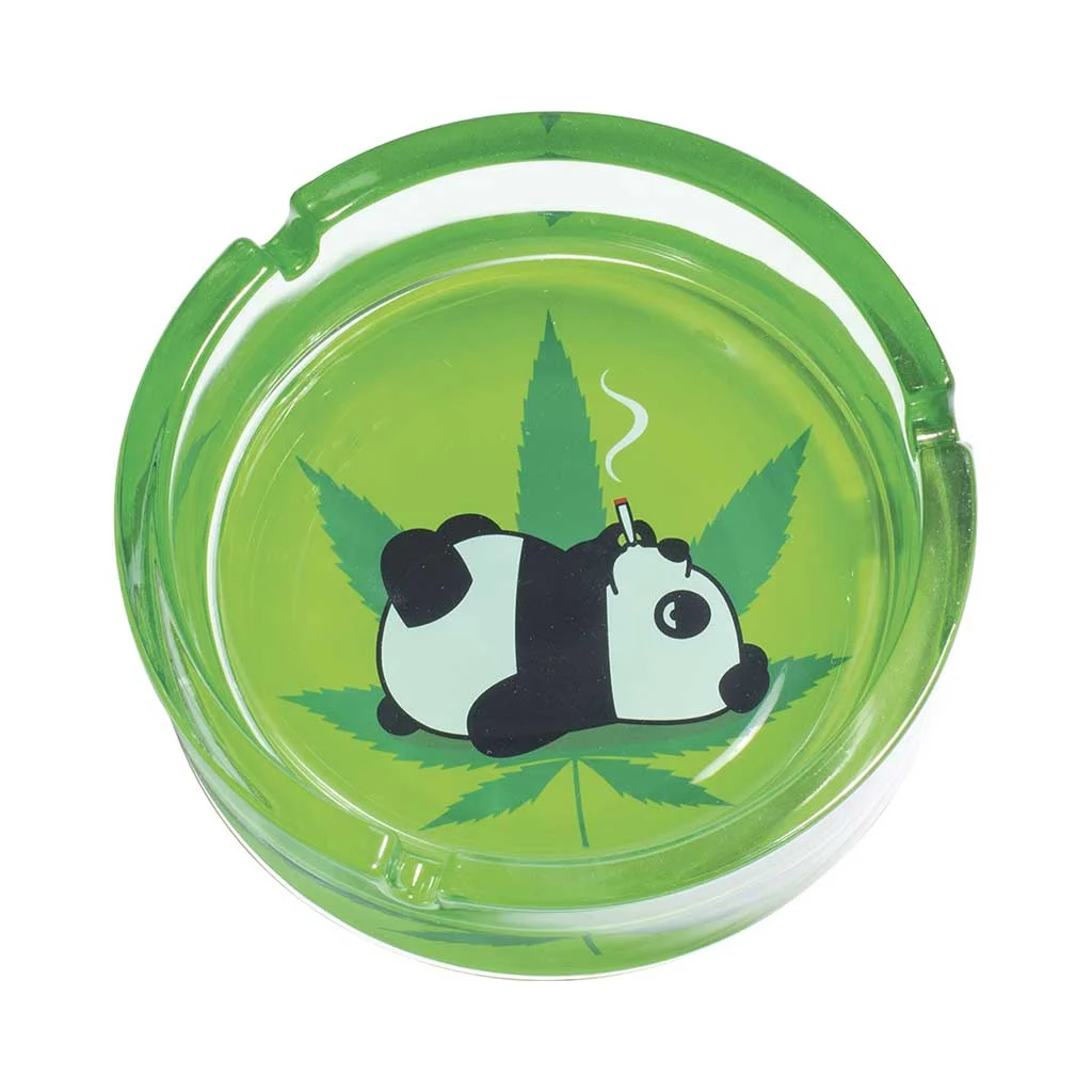 Toking Panda Leaf Glass Ashtray