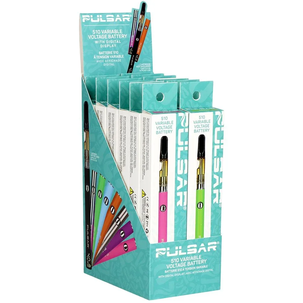 Pulsar Digital Display Slim Variable Voltage 510 Vape Battery | 400mAh | 12pc Display - Image 2