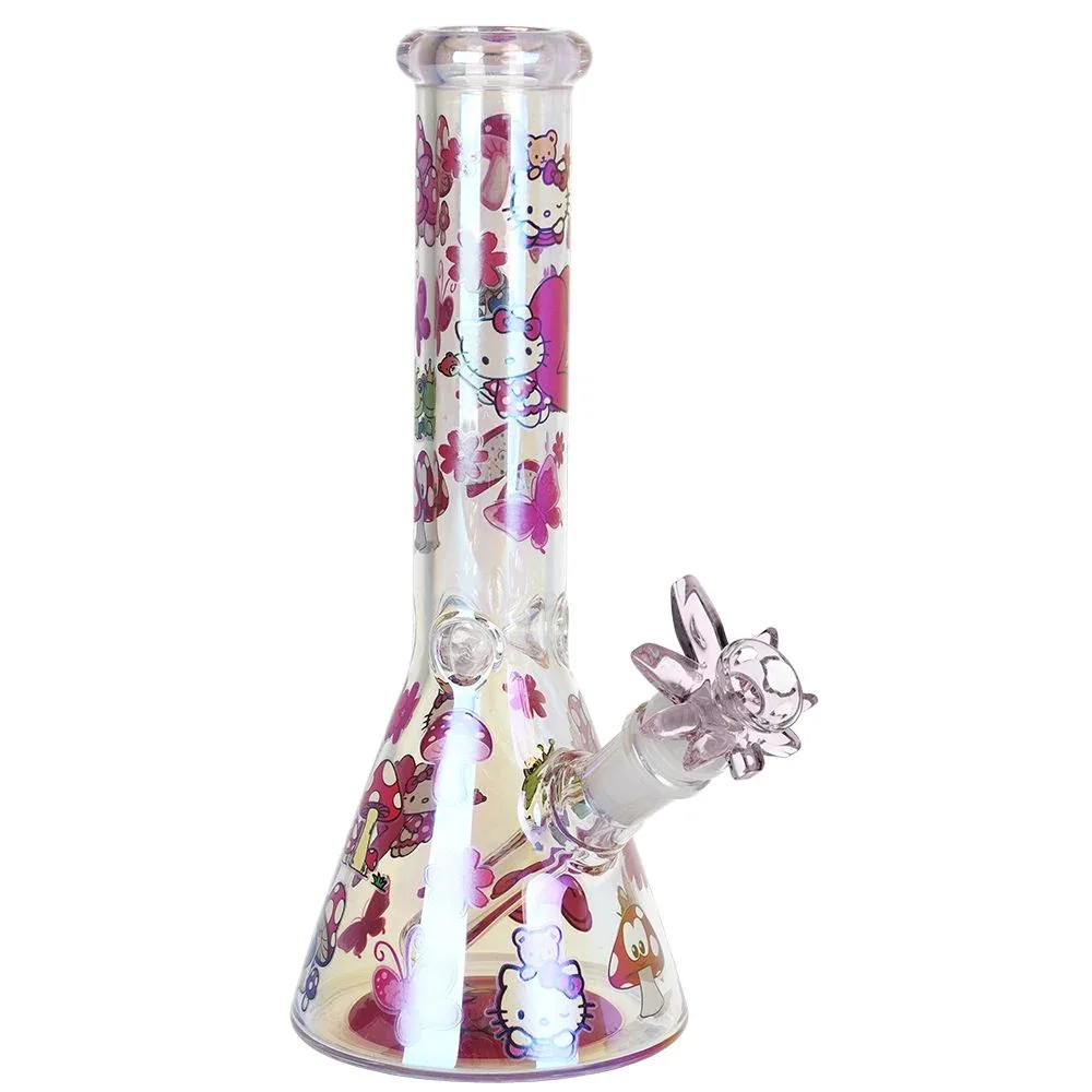 Hello Kitty Electroplated Beaker Glass Water Pipe - 9.75" / 14mm F