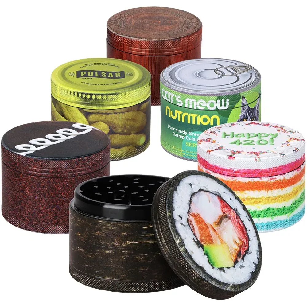 6CT DISPLAY - Pulsar Design Series Aluminum Grinder V3 - 4pc / 2.5" / Assorted Designs - Image 2