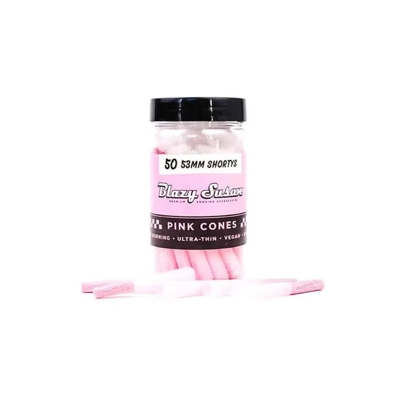 Blazy Susan Pink 53mm Shortys Cones (50ct)