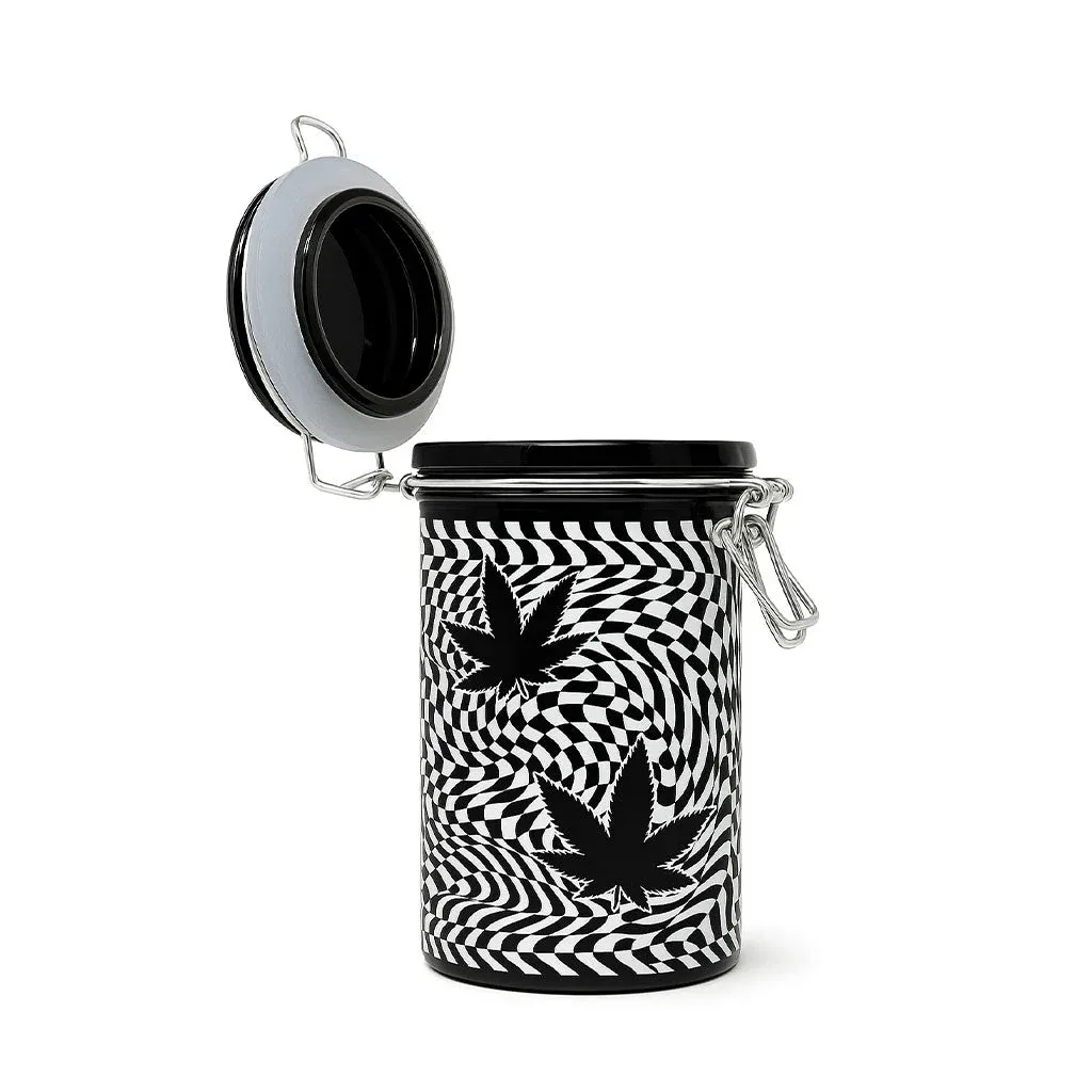 Checkerboard Leaves Storage Jar With Clamping Lid - Image 2