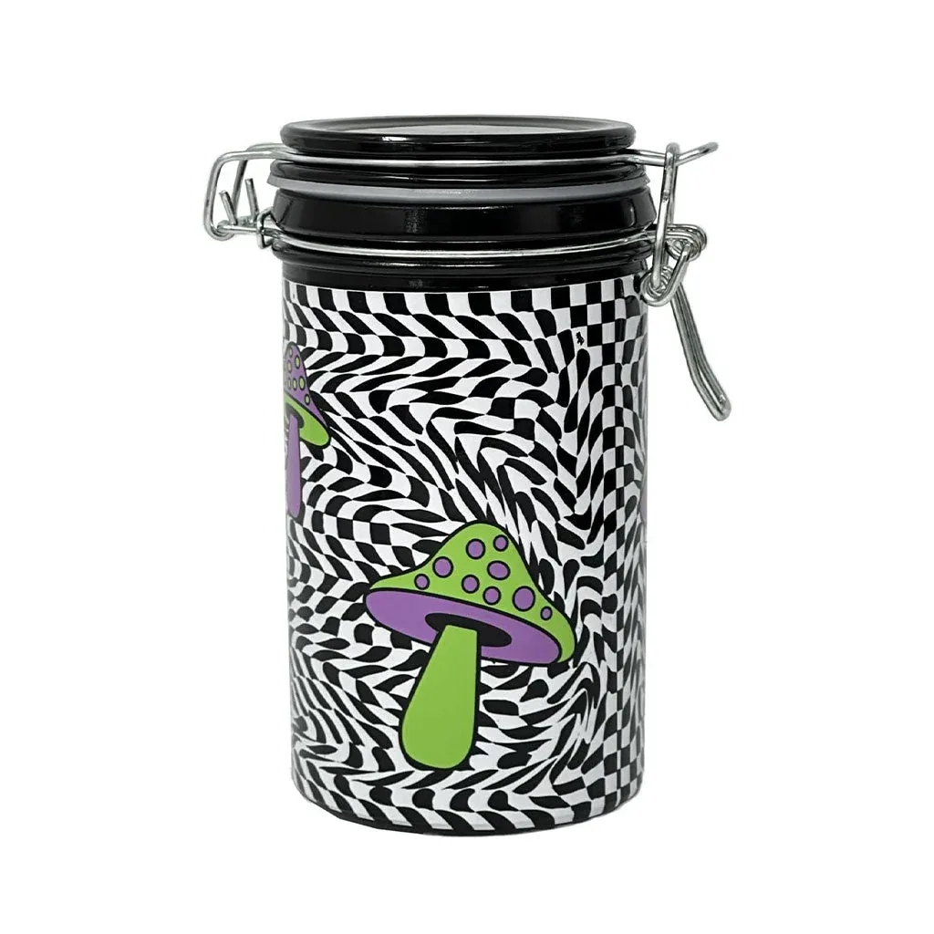 Trippy Mushroom Checkboard Storage Jar
