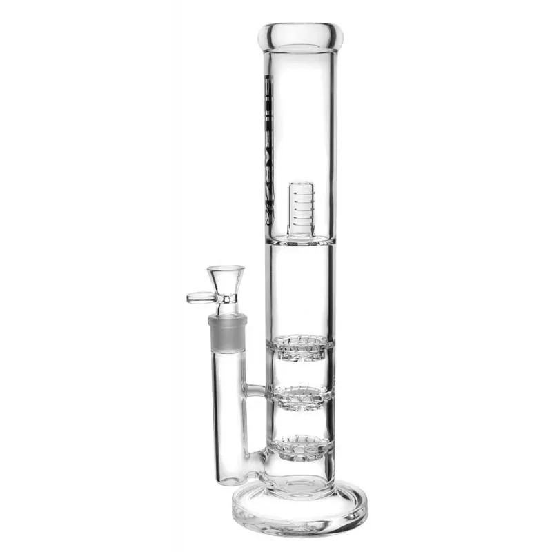 Pulsar Triple Perc Straight Tube Bong 14"