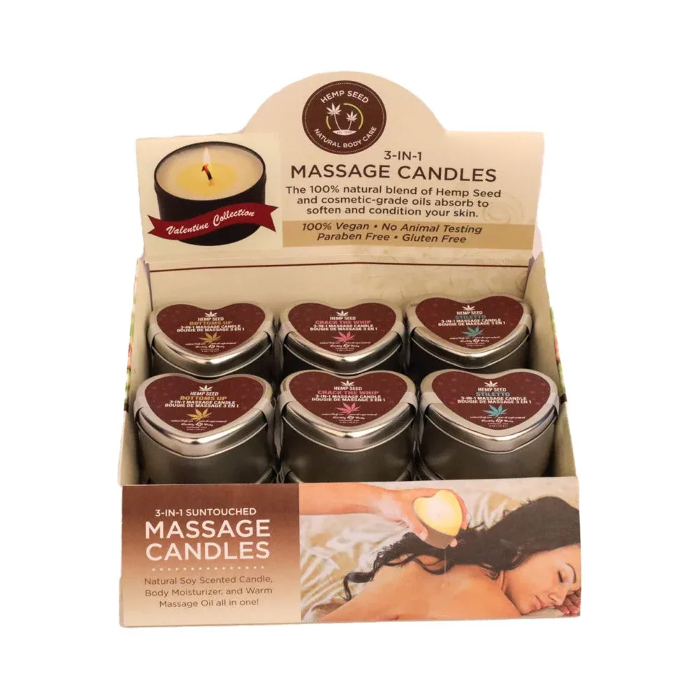 Earthly Body Hemp Seed Valentine 2025 3-in-1 Massage Candle 12-Piece Pre-Pack
