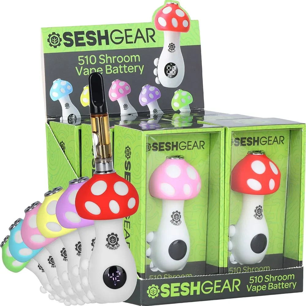 6CT DISPLAY - SeshGear Mushroom 510 Vape Battery - 550mAh / Assorted Colors