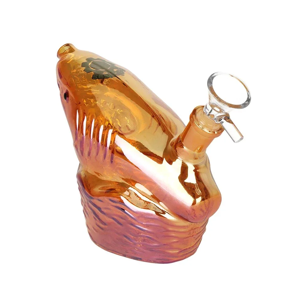 Seshgear Shark Attack Electroplated Glass Water Pipe - 5.5" / 14mm F / Colors Vary - Image 2
